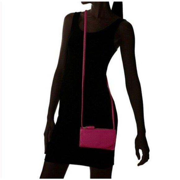 FOSSIL Sophia Wallet Crossbody Purse Pink Raspberry Wine Leather - Picture 3 of 8